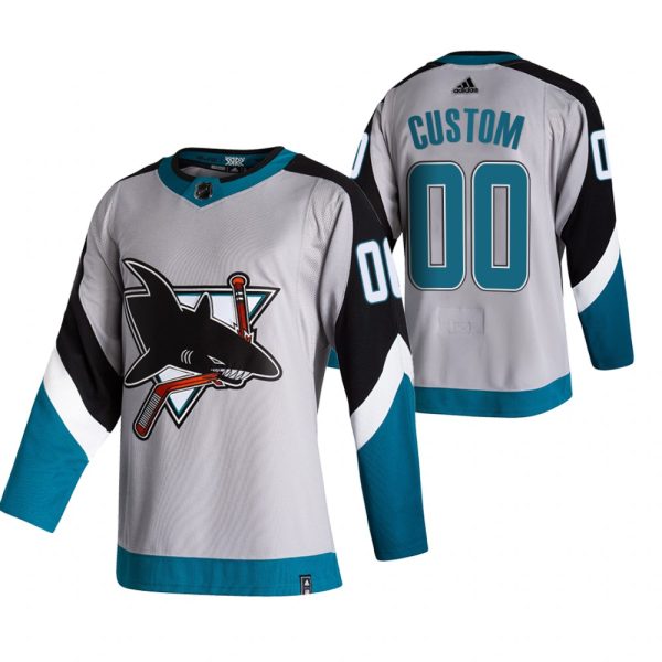 Premium San Jose Sharks Custom Grey Men's Adidas 2020 21 Reverse Retro Alternate NHL Jersey