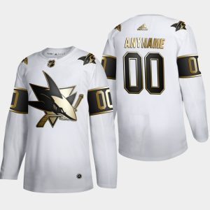 Splendid San Jose Sharks Custom Men's Adidas White Golden Edition Limited Stitched NHL Jersey