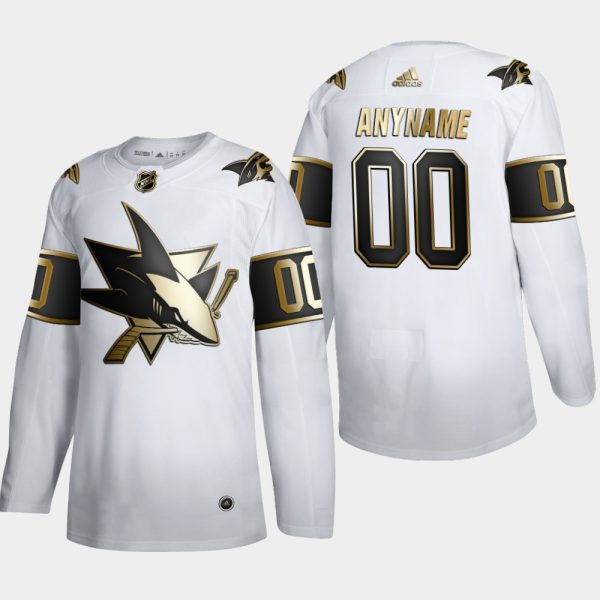 Splendid San Jose Sharks Custom Men's Adidas White Golden Edition Limited Stitched NHL Jersey