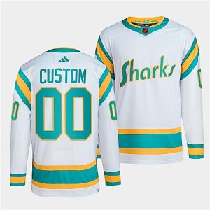 Superior San Jose Sharks Custom Men's adidas Reverse Retro 2.0 Authentic Player Jersey   White