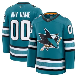 Exceptional San Jose Sharks Home Premium Custom Jersey   Teal
