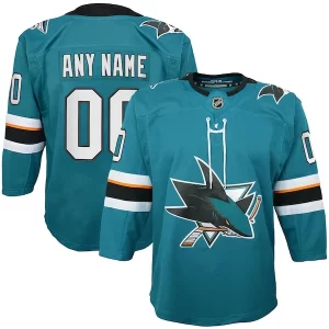 Premium San Jose Sharks Youth 2019/20 Home Premier Custom Jersey   Teal