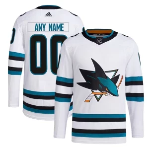 Splendid San Jose Sharks adidas Away Primegreen Authentic Custom Jersey   White