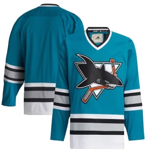 Stunning San Jose Sharks adidas Team Classics Authentic Blank Jersey   Teal