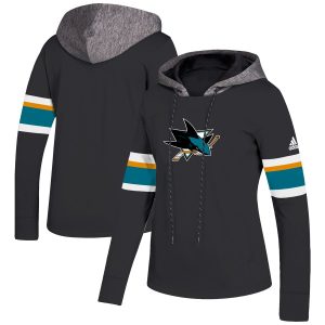Gorgeous San Jose Sharks adidas Women's Crewdie Pullover Hoodie Black