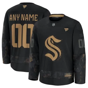 Splendid Seattle Kraken 2024 Military Appreciation Personalized Long Sleeve Practice Jersey   Black