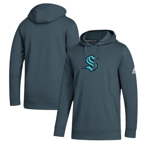 Superior Seattle Kraken Adidas Primary Logo Fleece Pullover Hoodie Charcoal