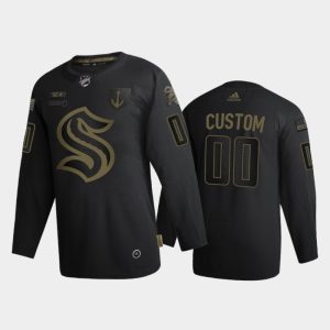 Splendid Seattle Kraken Custom Men's Adidas 2020 Veterans Day Authentic NHL Jersey   Black
