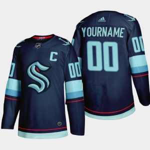 Exquisite Seattle Kraken Custom Men's Adidas 2021 22 Navy Home Authentic Stitched NHL Jersey
