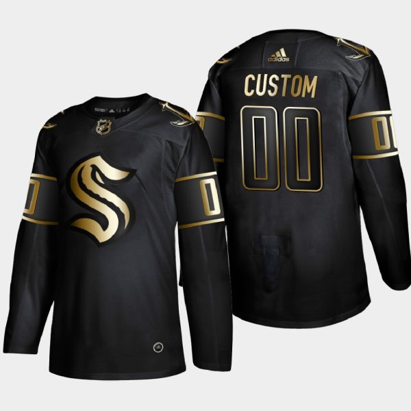 Splendid Seattle Kraken Custom Men's Adidas Black Golden Edition Limited Stitched NHL Jersey