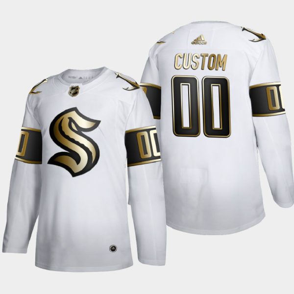 Magnificent Seattle Kraken Custom Men's Adidas White Golden Edition Limited Stitched NHL Jersey