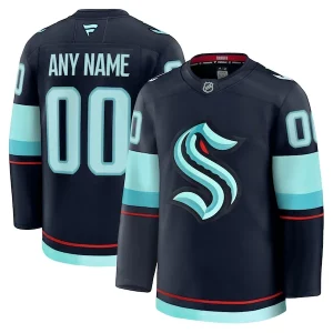 Stunning Seattle Kraken Home Premium Custom Jersey   Deep Sea Blue/White