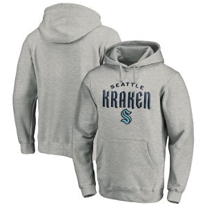 Stunning Seattle Kraken Team Lockup Pullover Hoodie Heather Gray
