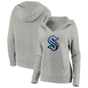 Exceptional Seattle Kraken Women's Primary Logo Pullover Hoodie Heather Gray