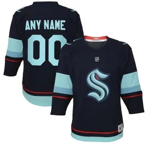 Gorgeous Seattle Kraken Youth Home Replica Custom Jersey   Navy