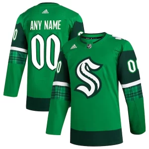 Exceptional Seattle Kraken adidas St. Patrick's Day Authentic Custom Jersey   Kelly Green