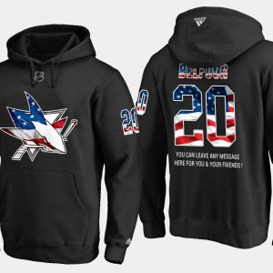 Splendid Sharks #20 Ed Belfour NHL Banner Wave Usa Flag Black Hoodie
