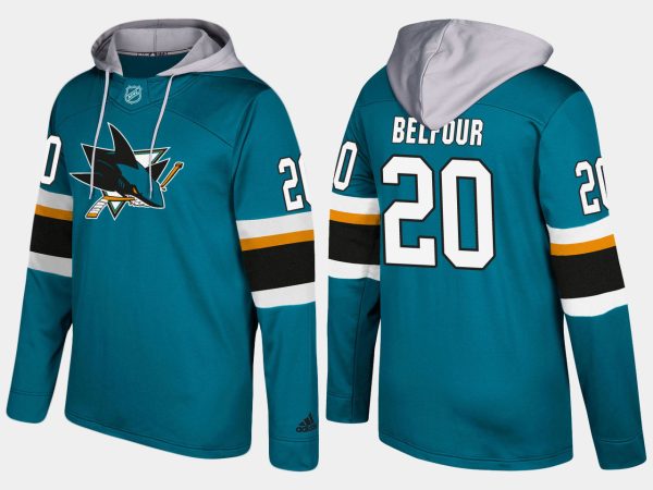 Stunning Sharks #20 Ed Belfour Teal Name And Number Hoodie