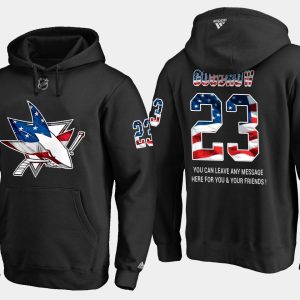 Premium Sharks #23 Barclay Goodrow NHL Banner Wave Usa Flag Black Hoodie