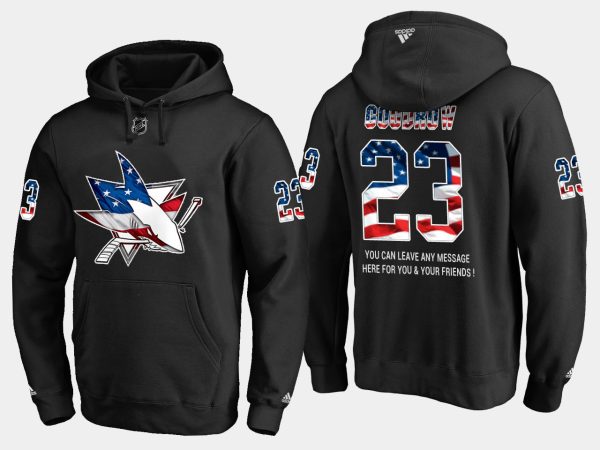 Premium Sharks #23 Barclay Goodrow NHL Banner Wave Usa Flag Black Hoodie