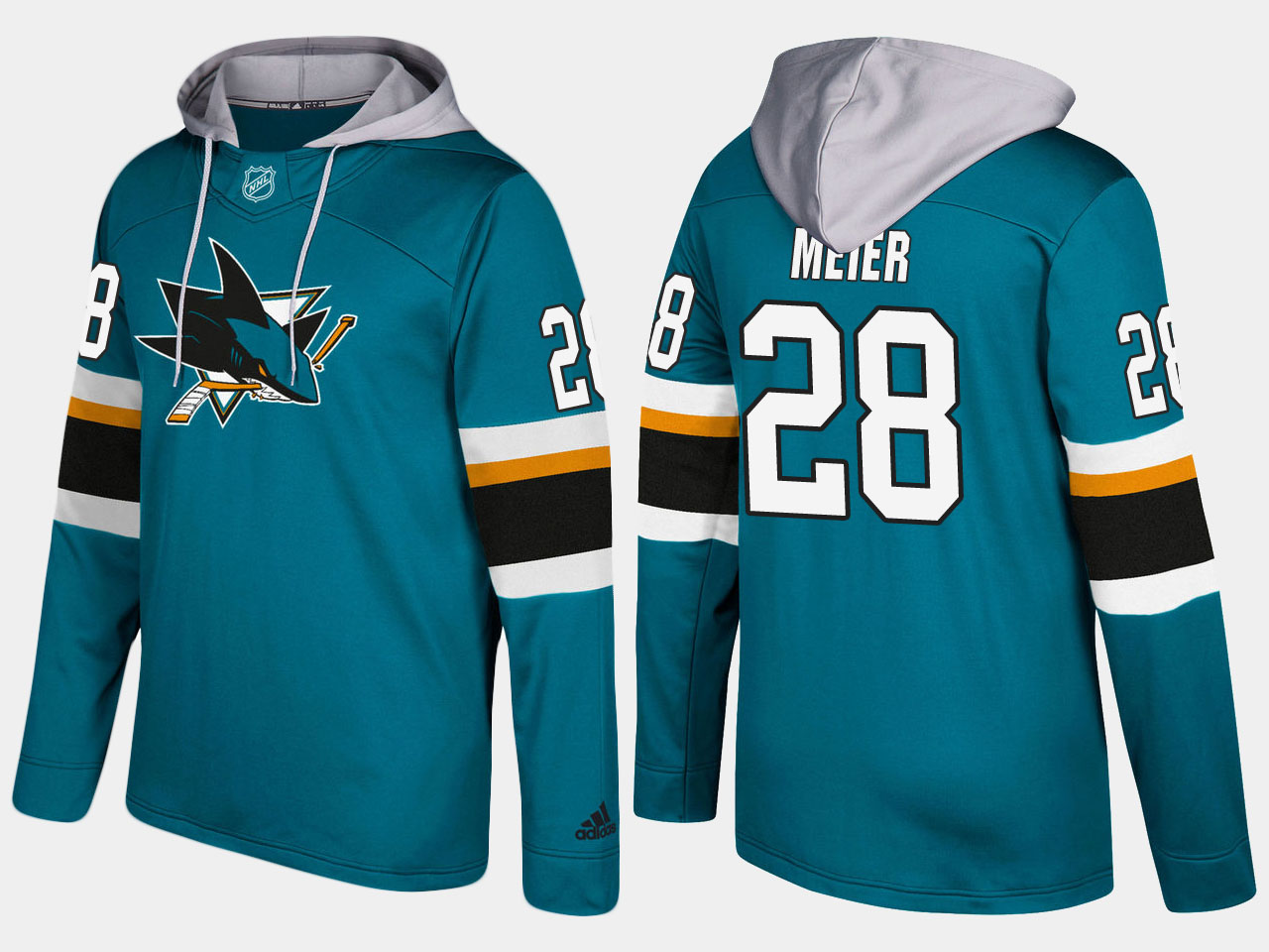 First - rate Sharks #28 Timo Meier Teal Name And Number Hoodie