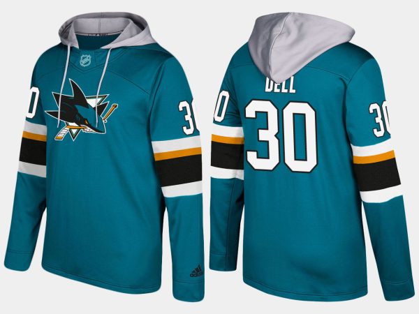 Exquisite Sharks #30 Aaron Dell Teal Name And Number Hoodie