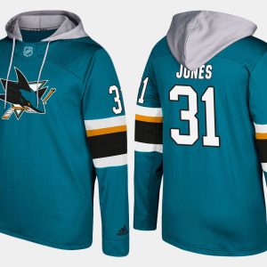 Superior Sharks #31 Martin Jones Teal Name And Number Hoodie