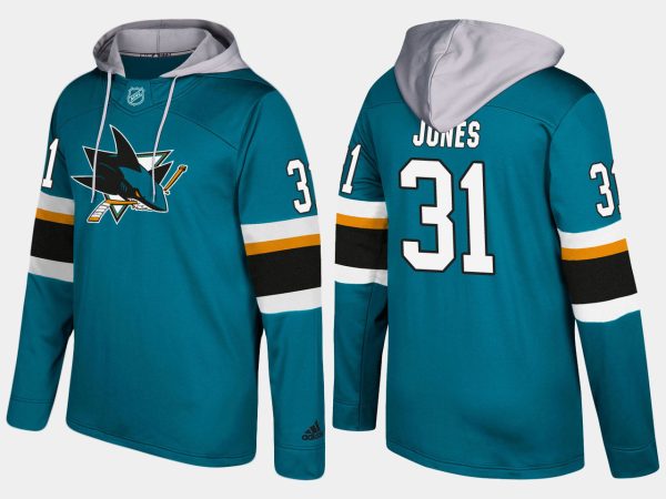 Superior Sharks #31 Martin Jones Teal Name And Number Hoodie