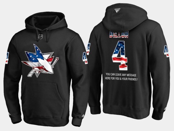 Gorgeous Sharks #4 Brenden Dillon NHL Banner Wave Usa Flag Black Hoodie