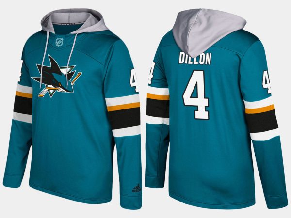 Exceptional Sharks #4 Brenden Dillon Teal Name And Number Hoodie