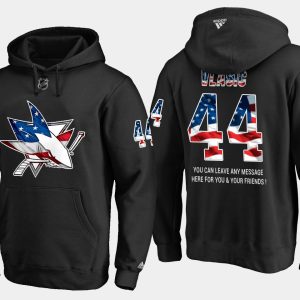 Outstanding Sharks #44 Marc Edouard NHL Banner Wave Usa Flag Black Hoodie