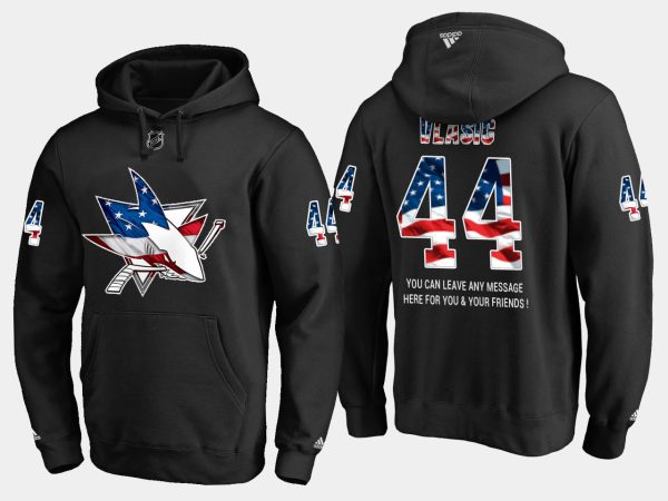 Outstanding Sharks #44 Marc Edouard NHL Banner Wave Usa Flag Black Hoodie