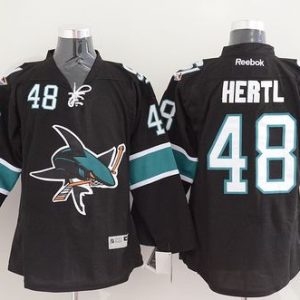 Stunning Sharks #48 Tomas Hertl Black Stitched NHL Jersey