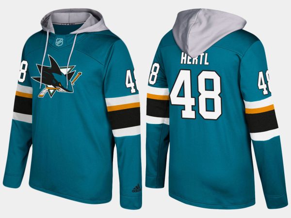 Exceptional Sharks #48 Tomas Hertl Teal Name And Number Hoodie