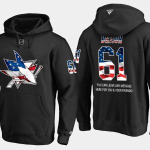 Splendid Sharks #61 Justin Braun NHL Banner Wave Usa Flag Black Hoodie