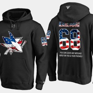 Splendid Sharks #68 Melker Karlsson NHL Banner Wave Usa Flag Black Hoodie