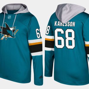 Gorgeous Sharks #68 Melker Karlsson Teal Name And Number Hoodie