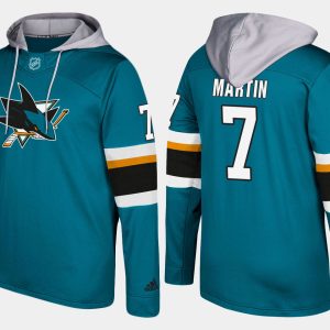Exceptional Sharks #7 Paul Martin Teal Name And Number Hoodie