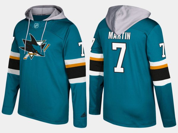 Exceptional Sharks #7 Paul Martin Teal Name And Number Hoodie