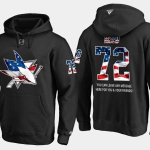 Gorgeous Sharks #72 Tim Heed NHL Banner Wave Usa Flag Black Hoodie