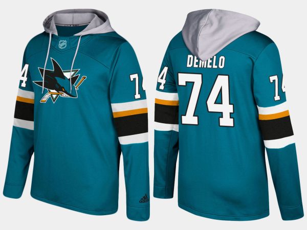 Exquisite Sharks #74 Dylan DeMelo Teal Name And Number Hoodie