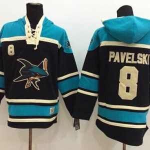 Premium Sharks #8 Joe Pavelski Black Sawyer Hooded Sweatshirt Stitched NHL Jersey