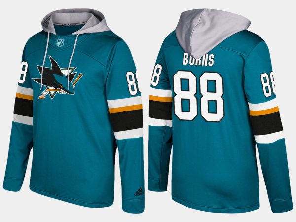 Splendid Sharks #88 Brent Burns Teal Name And Number Hoodie