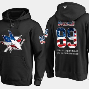 Premium Sharks #89 Mikkel Boedker NHL Banner Wave Usa Flag Black Hoodie