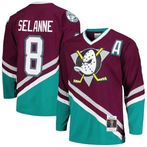 Premium Teemu Selanne Anaheim Ducks 1996/97 Alternate Captain Patch Blue Line Player Jersey Purple