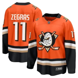 Outstanding Trevor Zegras Anaheim Ducks Home Premier Breakaway Player Jersey   Orange/Black
