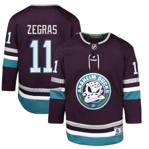 Outstanding Trevor Zegras Anaheim Ducks Youth 30th Anniversary Premier Player Jersey – Purple