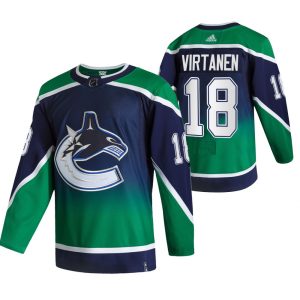 Stunning Vancouver Canucks #18 Jake Virtanen Green Men's Adidas 2020 21 Reverse Retro Alternate NHL Jersey