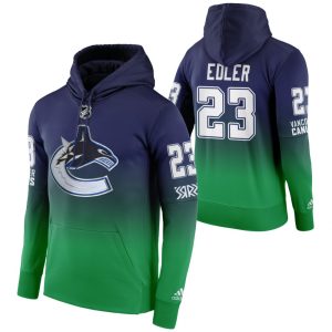 Outstanding Vancouver Canucks #23 Alexander Edler Adidas Reverse Retro Pullover Hoodie Green