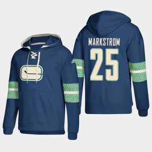 Gorgeous Vancouver Canucks #25 Jacob Markstrom Blue adidas Lace Up Pullover Hoodie